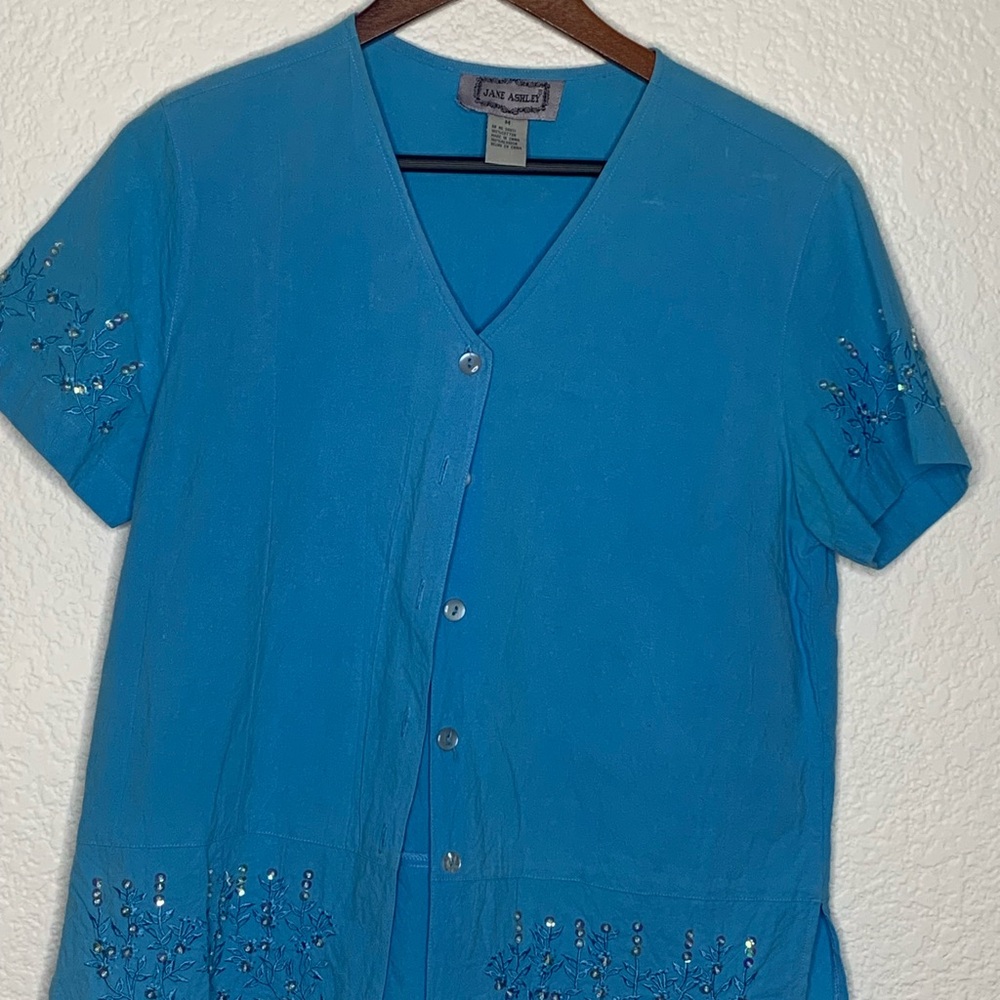 Jane Ashley Blue Embroidered Women's Top